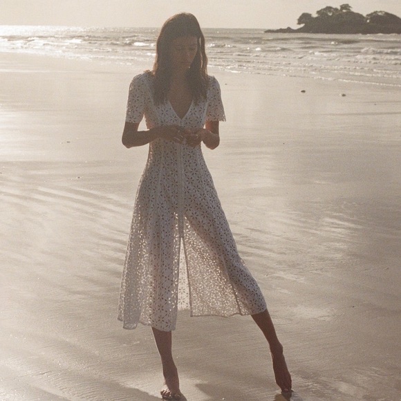 PALM Sophia Button Up White Eyelet Dress Coverup NWT - Picture 5 of 16